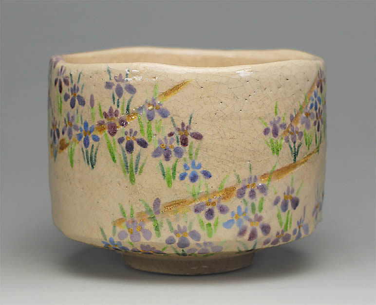 2017年初春作品　菖蒲の絵　茶碗