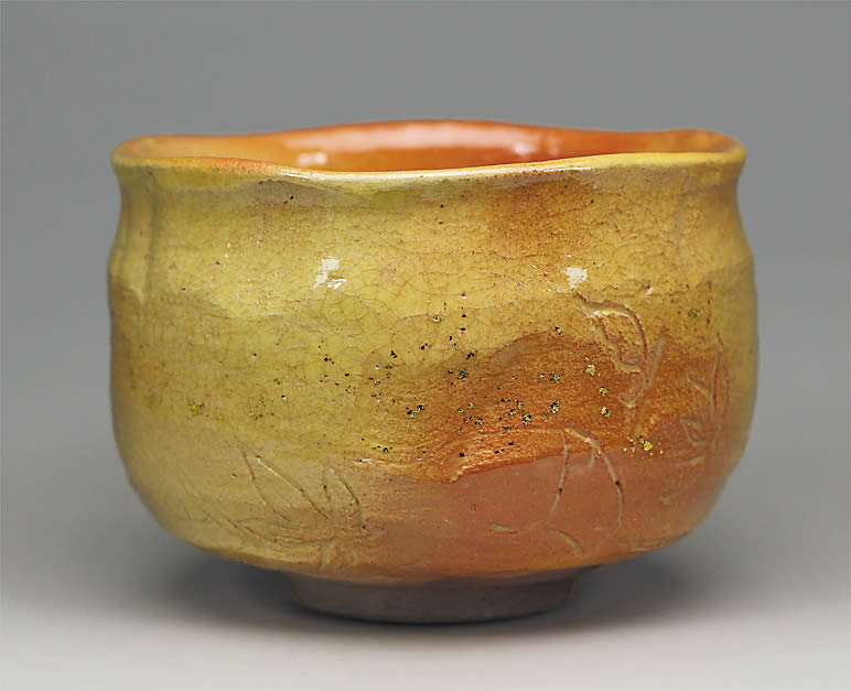 2017年初春作品　赤楽窯変茶碗「吹寄」"