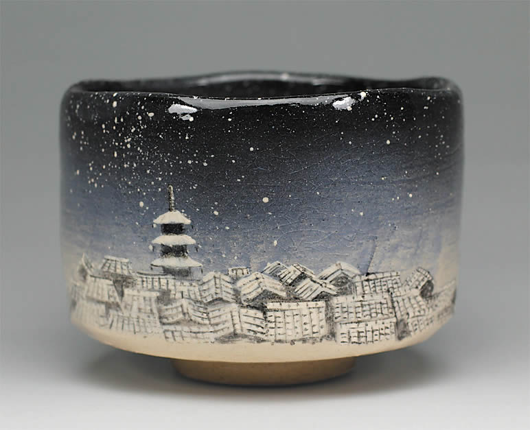 2017年初春作品　「古都の冬」茶碗