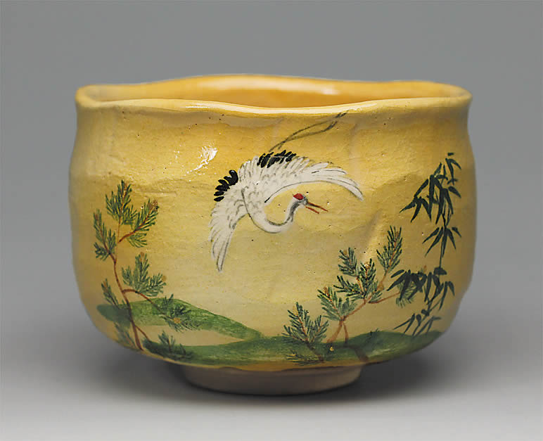 2017年初春作品　飛鶴図　茶碗