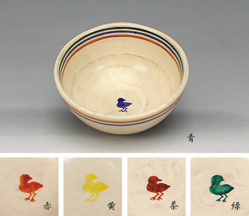 2024年新春作品　数茶碗　色鳥