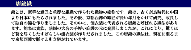 能衣装 唐錦織 能楽 京都西陣