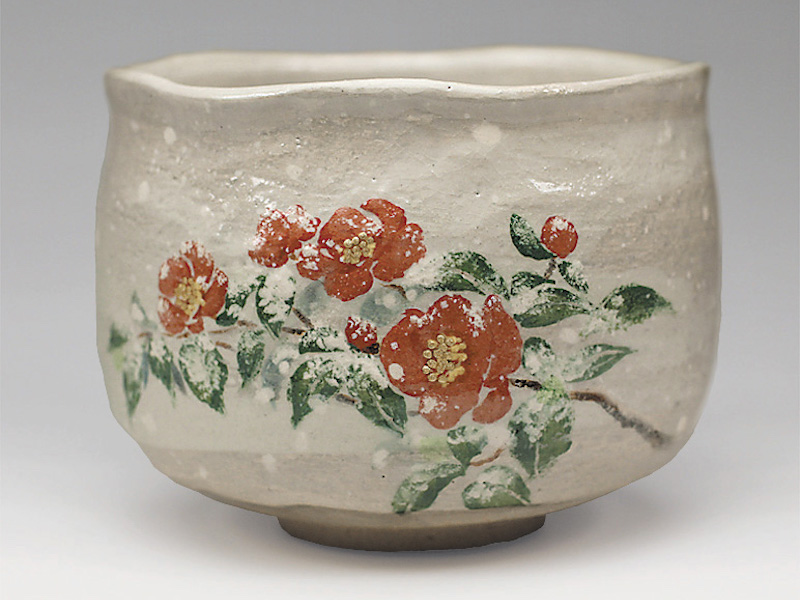 2019年初春作品 椿の絵 茶碗"