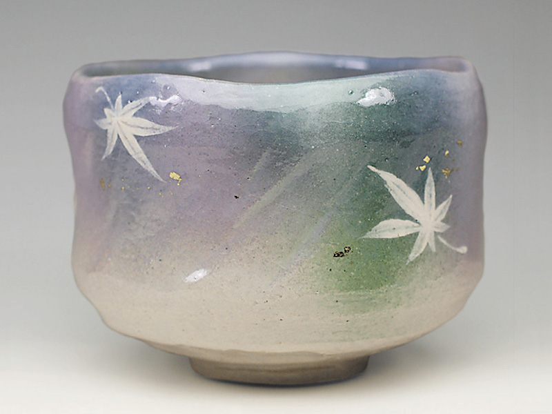 2019年初春作品 五月雨「楓」の絵 茶碗"