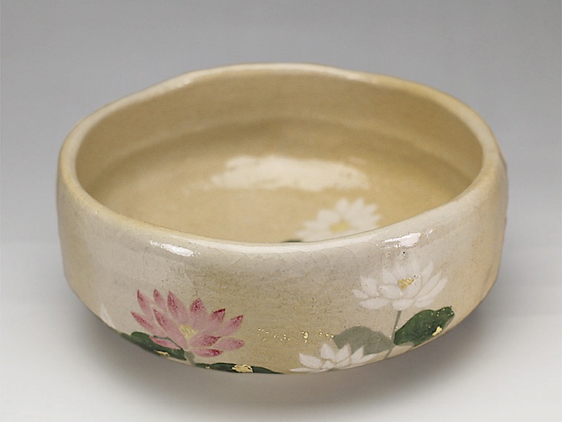 2019年初春作品 蓮の絵 馬盥茶碗