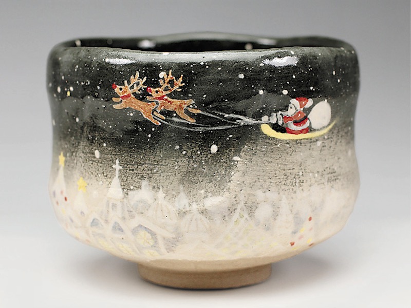 2019年初春作品　サンタの絵　茶碗