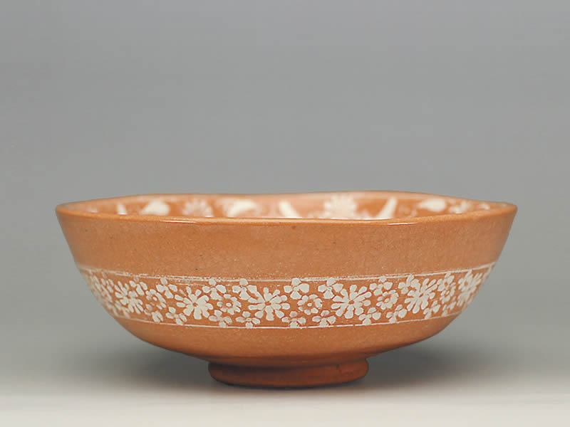 2021年初春作品 赤楽三島 平茶碗