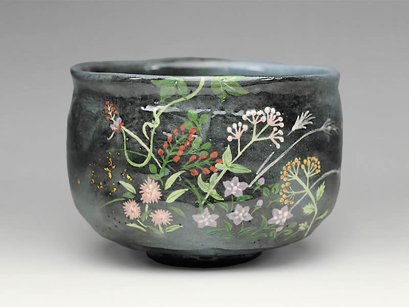 2021年初春作品 秋草の絵 茶碗