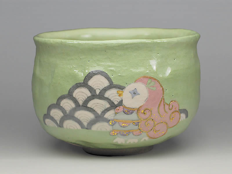 2021年初春作品 アマビエの絵 茶碗