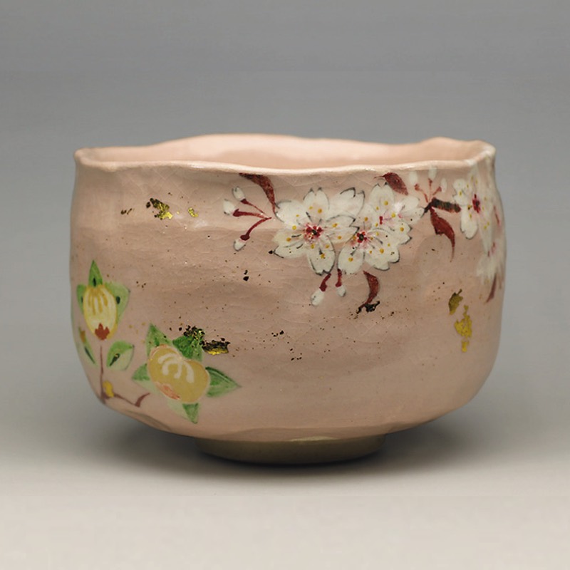 2022年初春作品　桜・橘の絵　茶碗