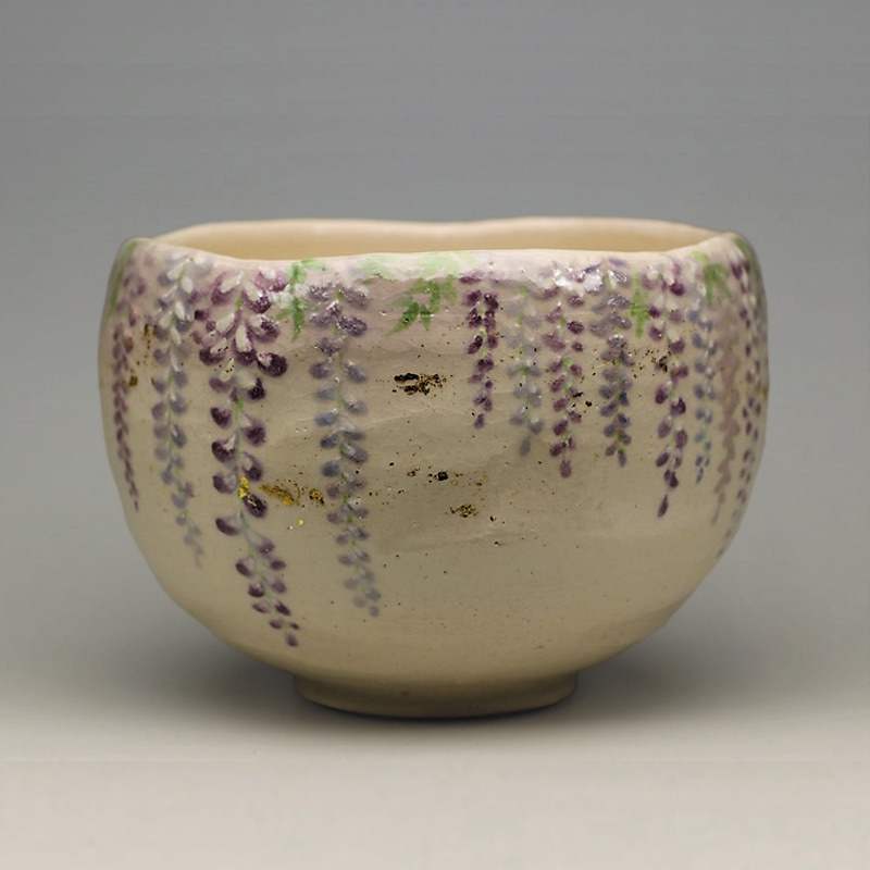 2022年初春作品 藤の絵 茶碗