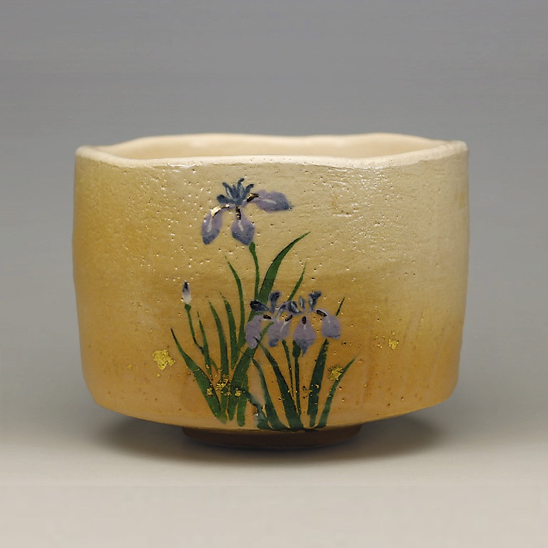 2022年初春作品　菖蒲の絵　茶碗