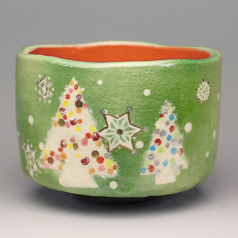 吉村楽入　2023年初春作品　雪のクリスマス　茶碗