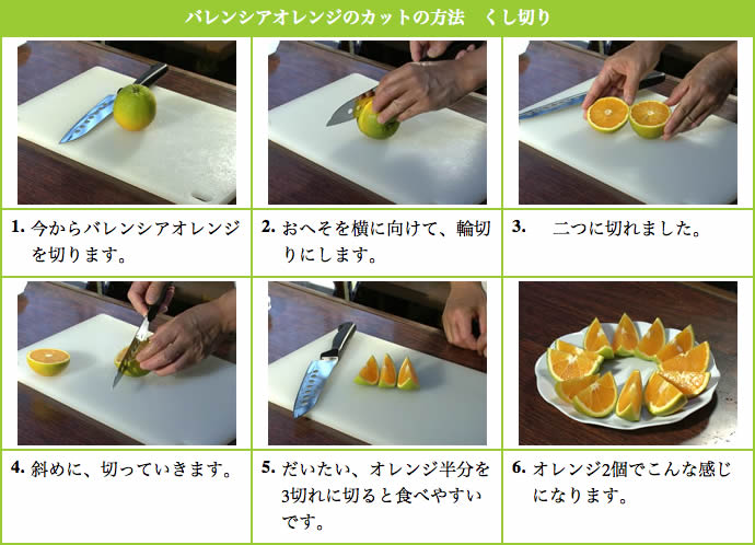 バレンシアオレンジのカットの方法